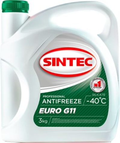Антифриз SINTEC EURO-40 G11 Зеленый 3кг уп/4шт